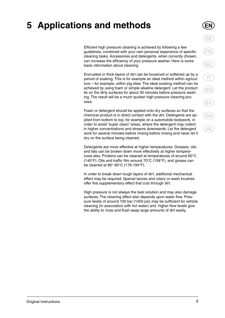 5 applications and methods | Nilfisk-ALTO 106269015 User Manual | Page 11 / 24