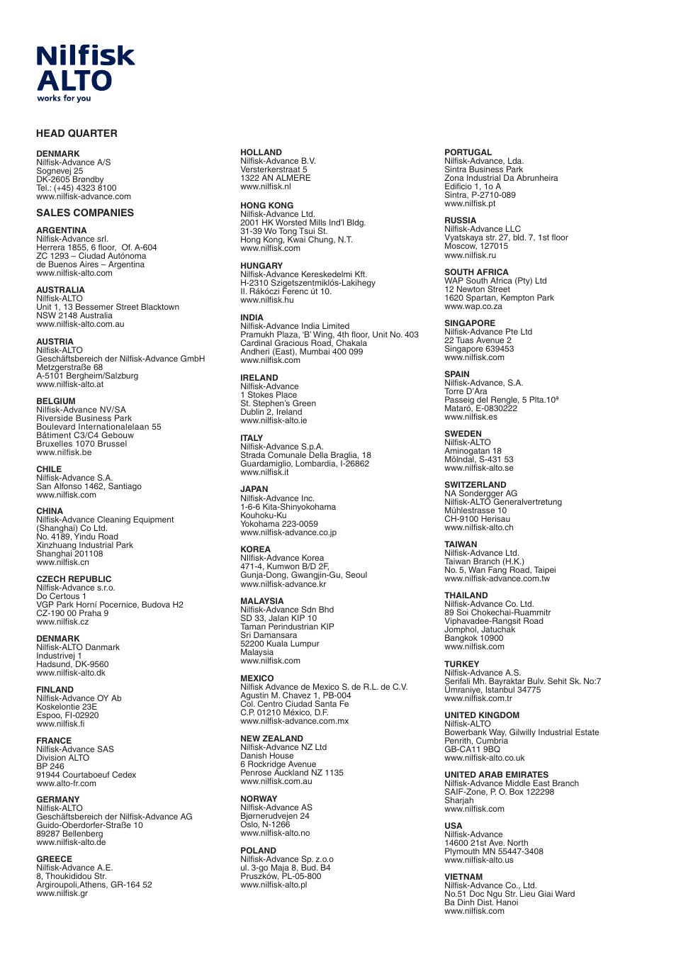 Nilfisk-ALTO 106269015 User Manual | Page 24 / 24