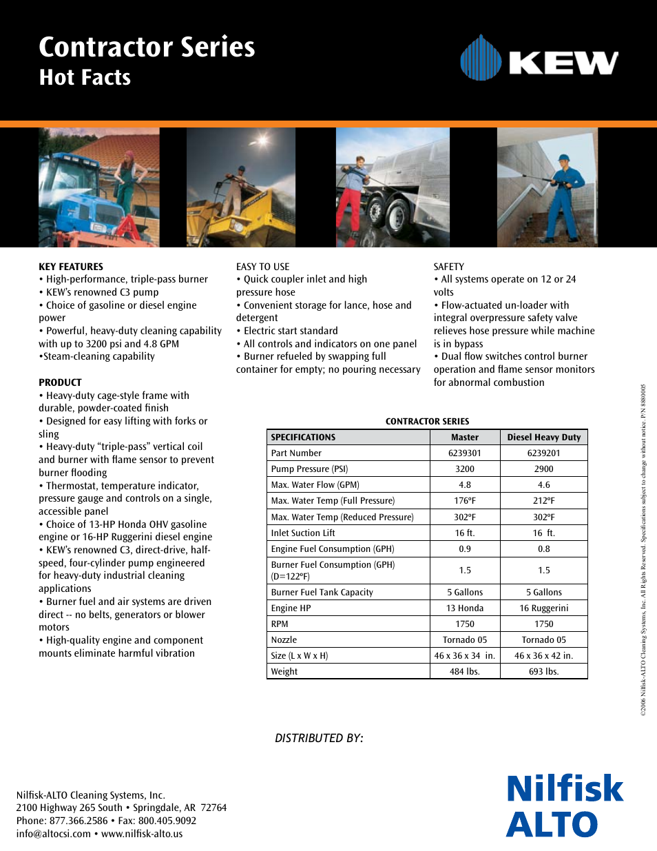 Contractor series, Hot facts | Nilfisk-ALTO Contractor Series User Manual | Page 2 / 2