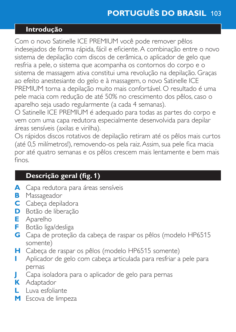 Philips Satinelle Ice Premium Epilierer User Manual | Page 103 / 136