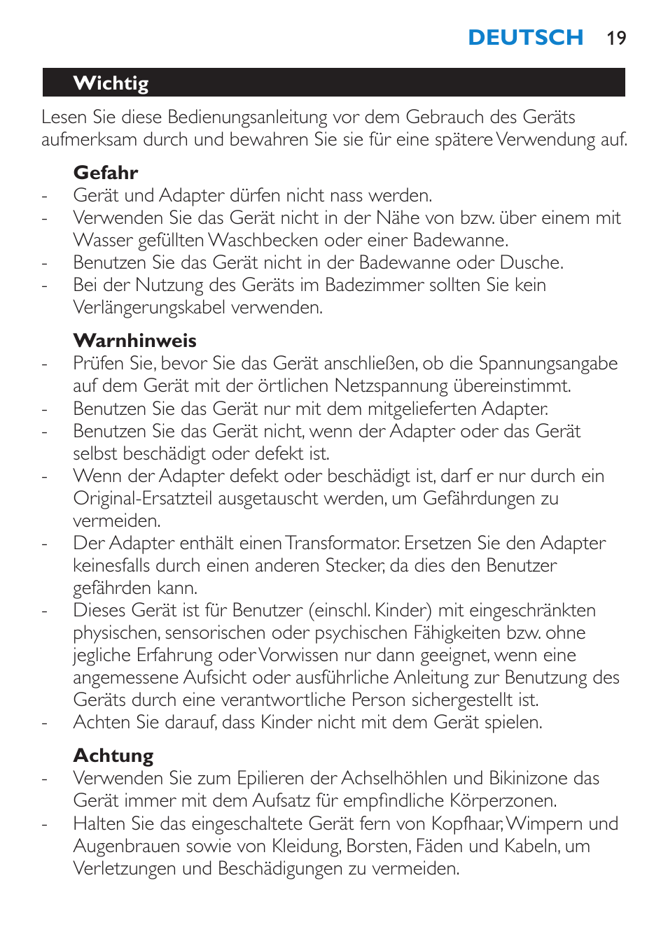 Deutsch, Einführung, Allgemeine beschreibung (abb. 1) | Philips Satinelle Ice Premium Epilierer User Manual | Page 19 / 136