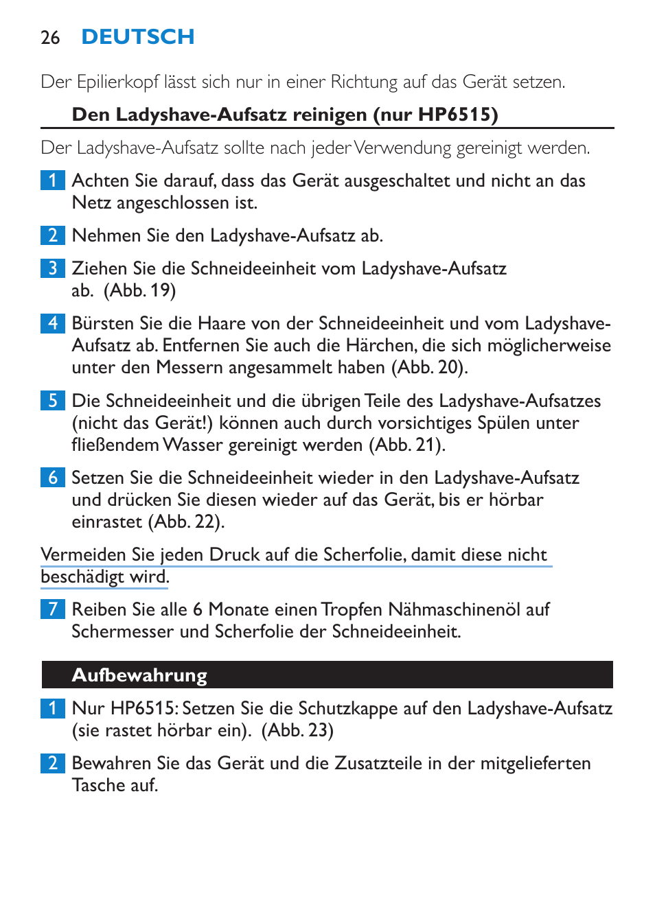 Reinigung und wartung, Den epilierkopf reinigen | Philips Satinelle Ice Premium Epilierer User Manual | Page 26 / 136