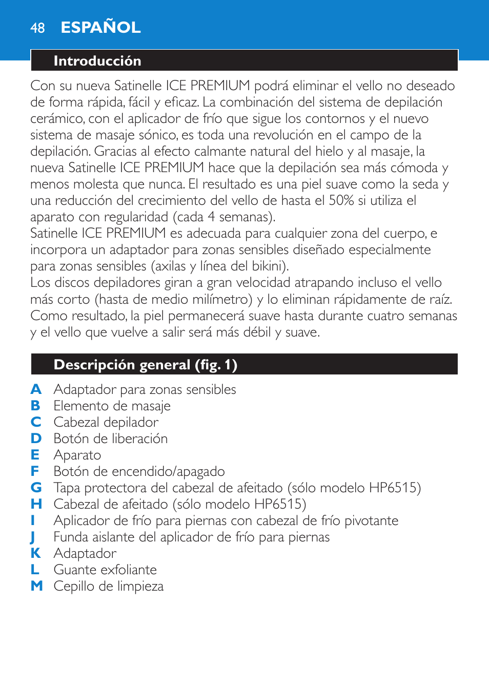 Philips Satinelle Ice Premium Epilierer User Manual | Page 48 / 136