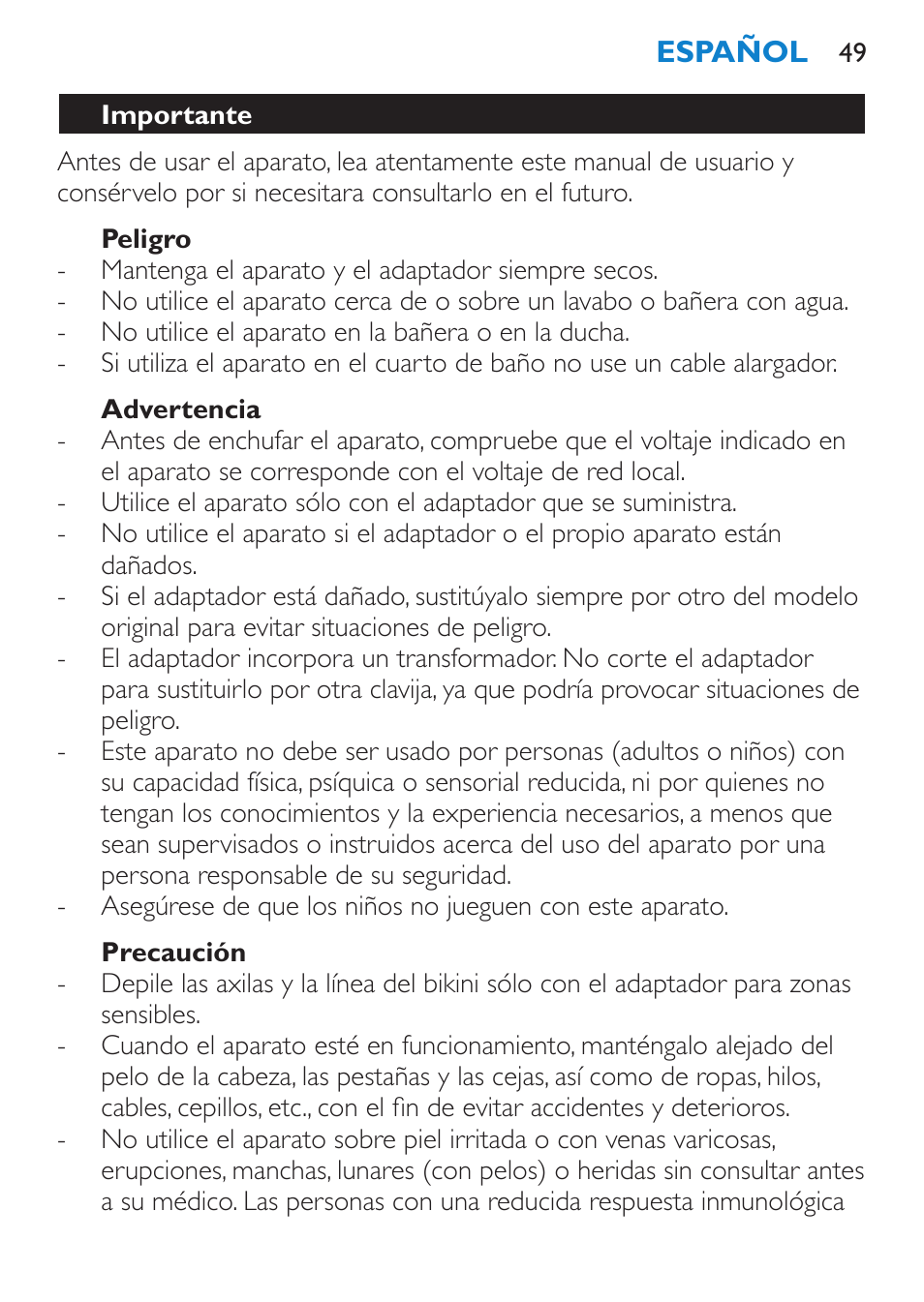 Español, Introducción, Descripción general (fig. 1) | Philips Satinelle Ice Premium Epilierer User Manual | Page 49 / 136