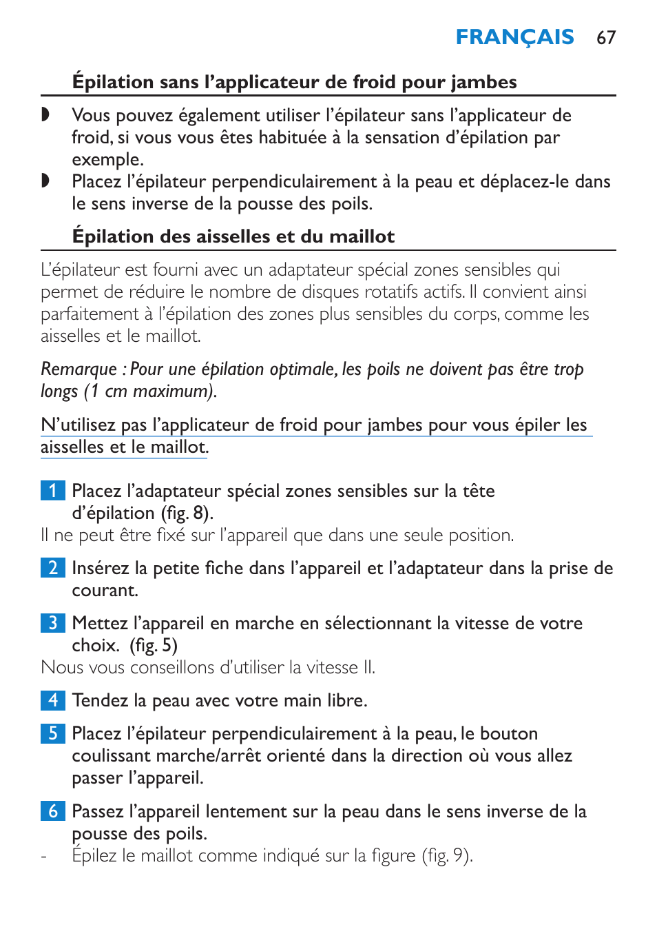 Philips Satinelle Ice Premium Epilierer User Manual | Page 67 / 136