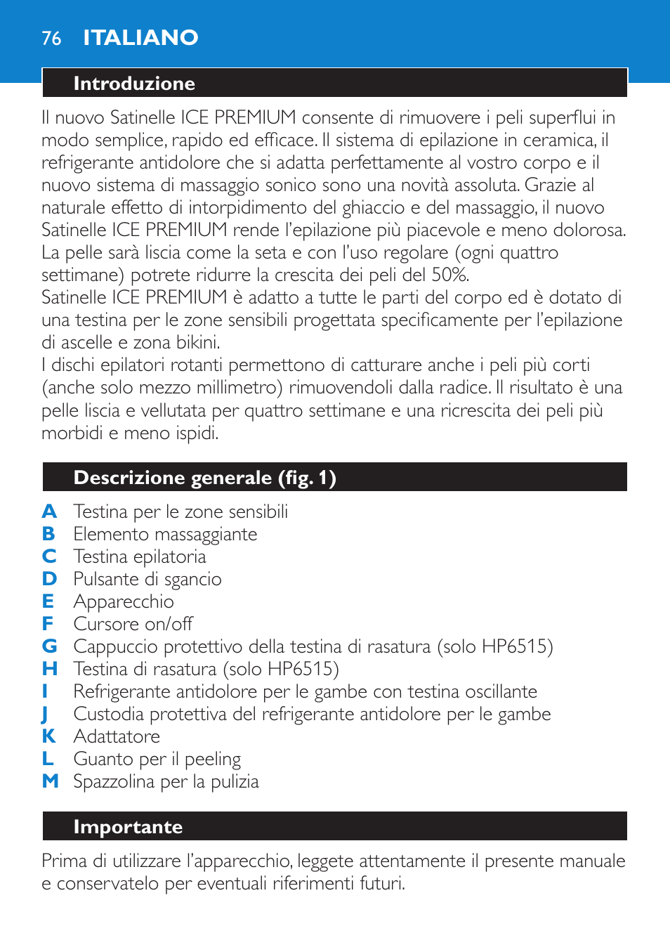 Philips Satinelle Ice Premium Epilierer User Manual | Page 76 / 136