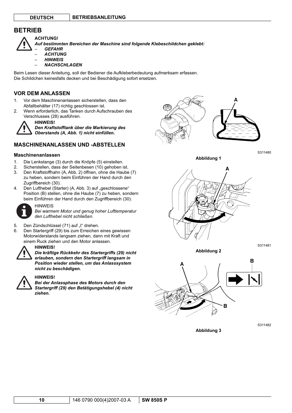 Betrieb | Nilfisk-ALTO SW 850S P User Manual | Page 13 / 88