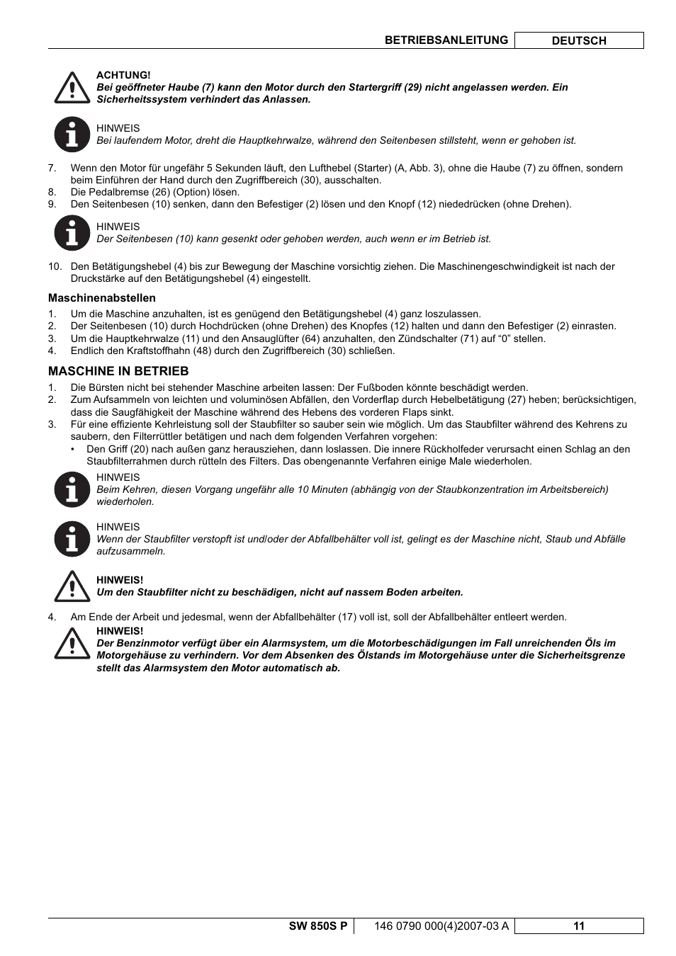 Nilfisk-ALTO SW 850S P User Manual | Page 14 / 88