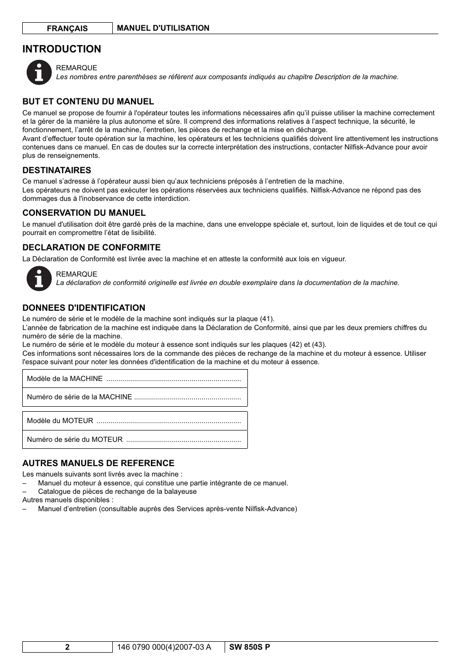 Introduction | Nilfisk-ALTO SW 850S P User Manual | Page 25 / 88