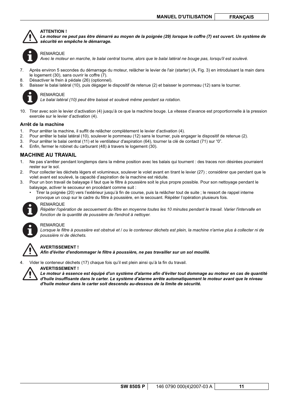 Nilfisk-ALTO SW 850S P User Manual | Page 34 / 88