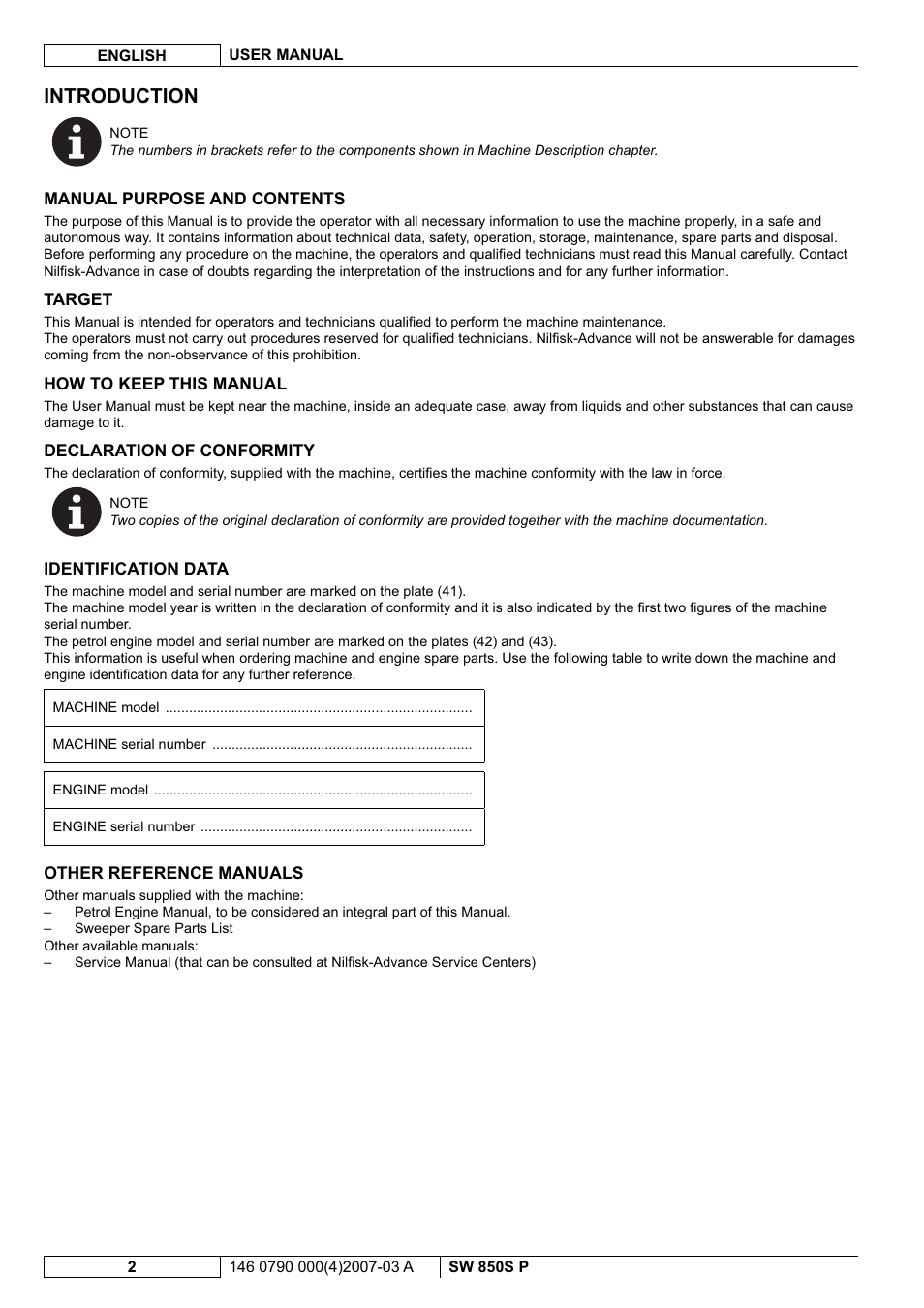 Introduction | Nilfisk-ALTO SW 850S P User Manual | Page 45 / 88