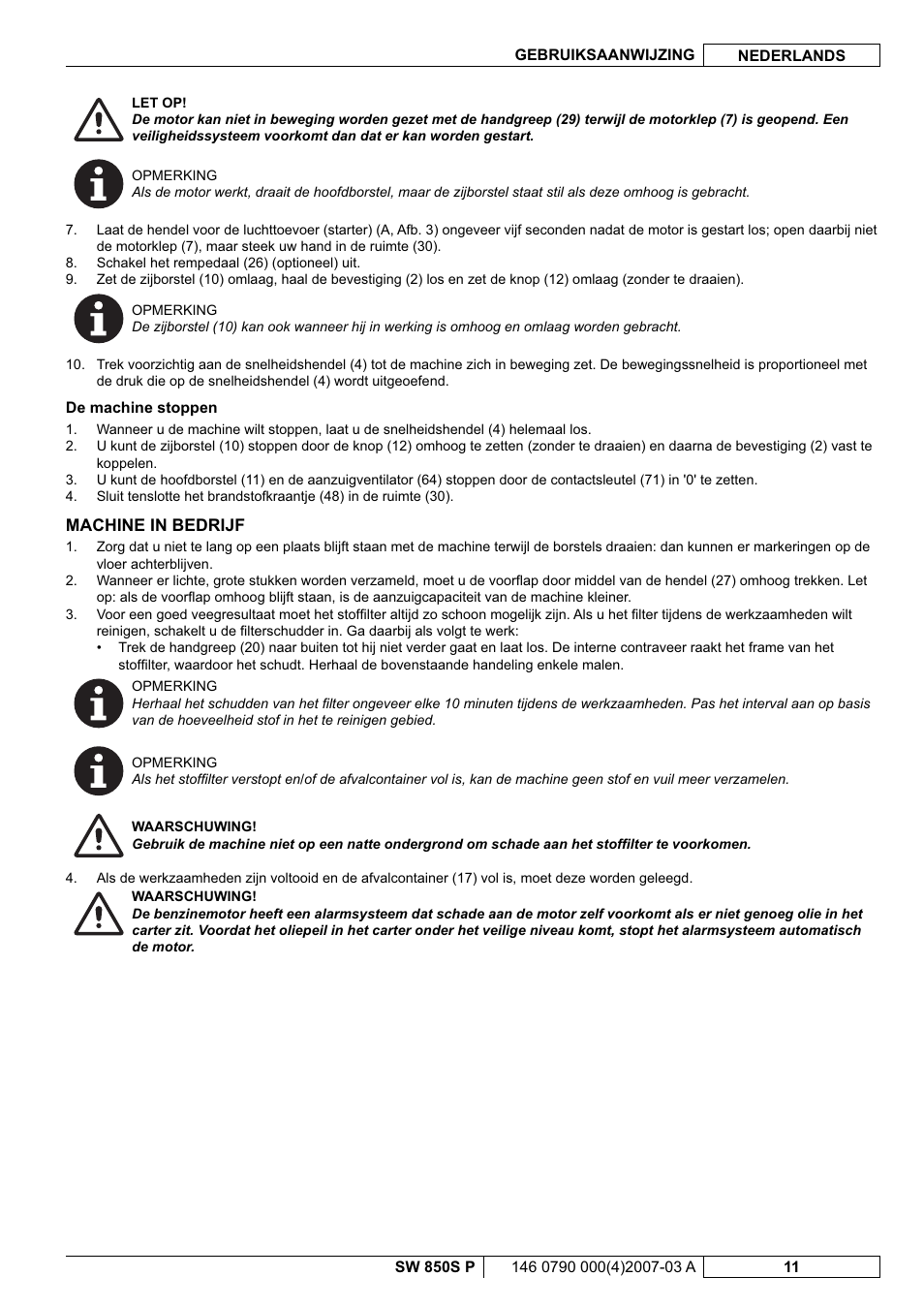 Nilfisk-ALTO SW 850S P User Manual | Page 74 / 88