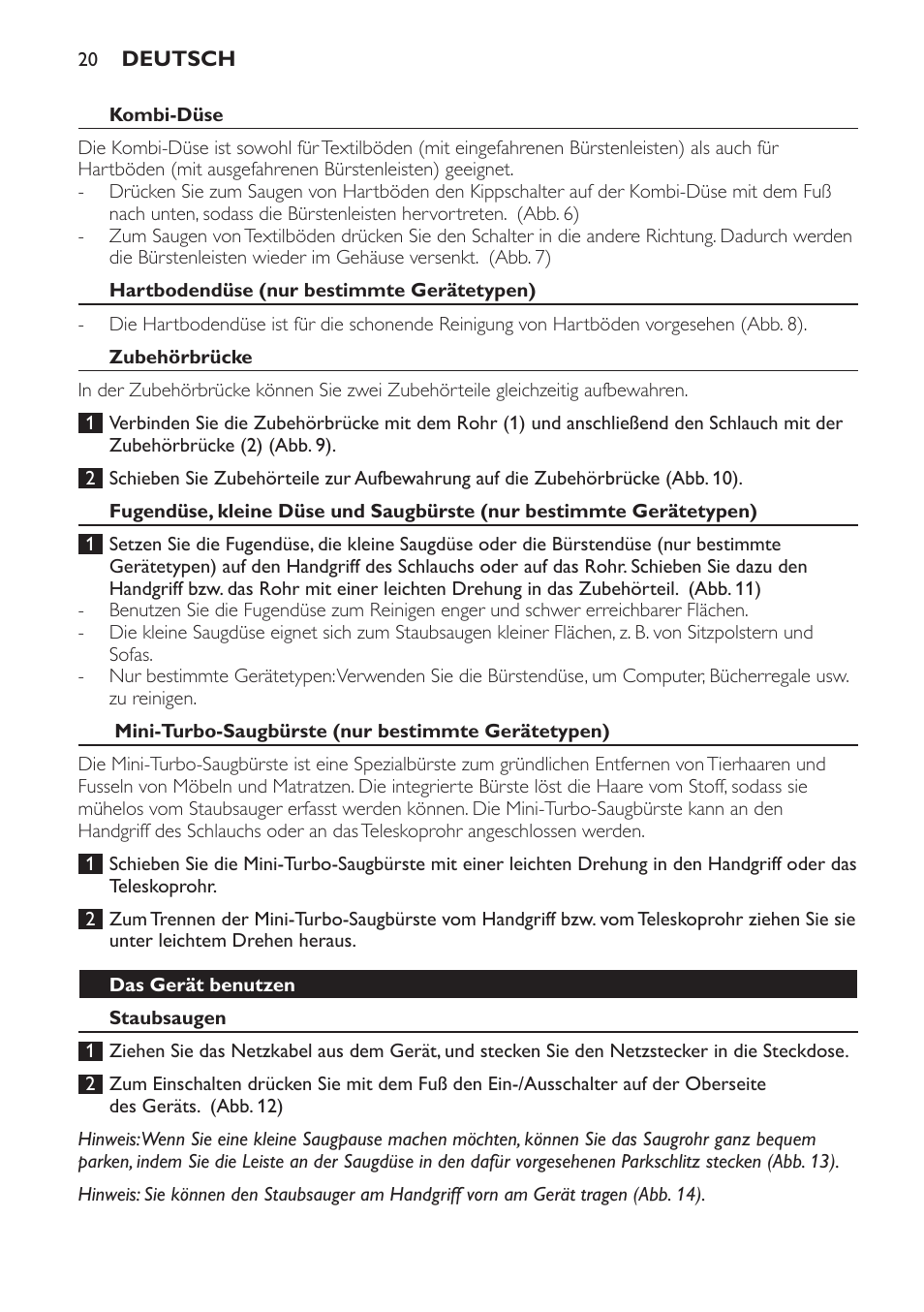 Philips EasyLife Staubsauger mit Beutel User Manual | Page 20 / 68