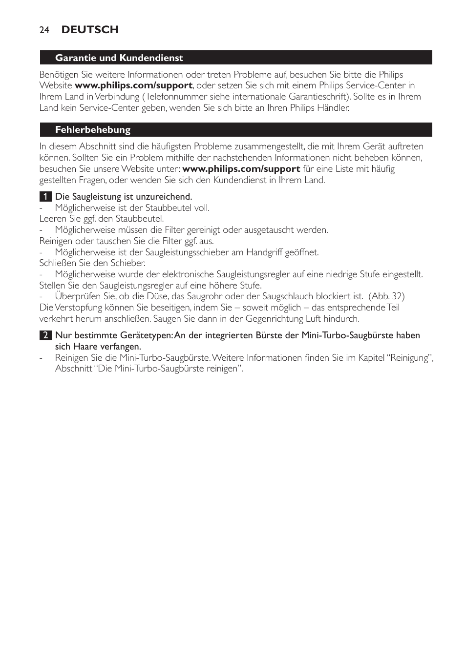 Philips EasyLife Staubsauger mit Beutel User Manual | Page 24 / 68