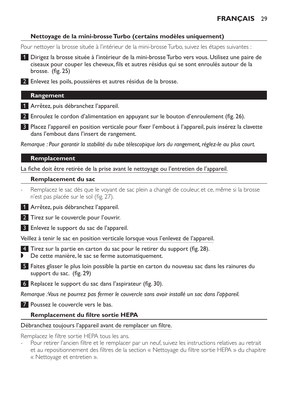 Philips EasyLife Staubsauger mit Beutel User Manual | Page 29 / 68