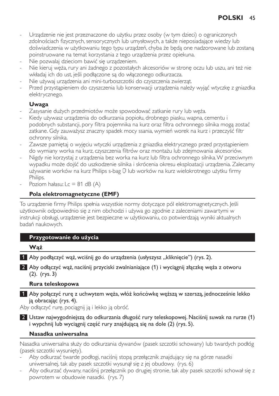 Philips EasyLife Staubsauger mit Beutel User Manual | Page 45 / 68