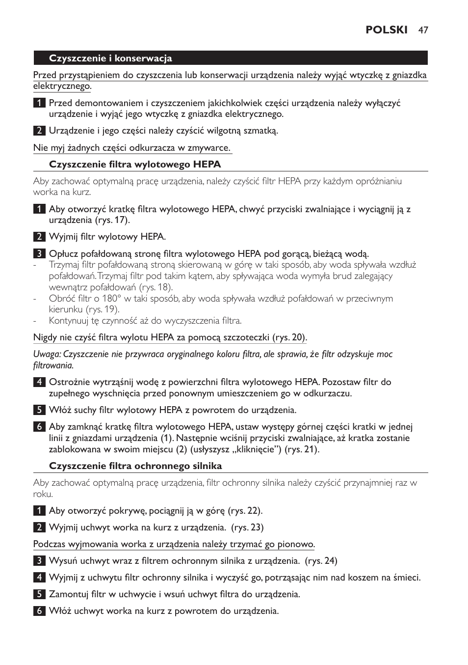 Philips EasyLife Staubsauger mit Beutel User Manual | Page 47 / 68