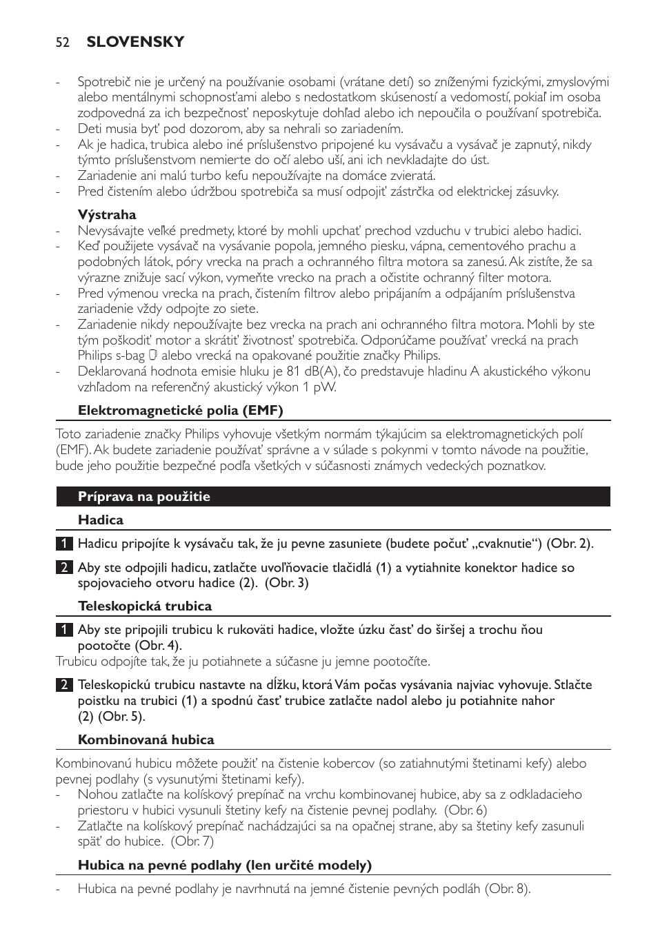 Philips EasyLife Staubsauger mit Beutel User Manual | Page 52 / 68