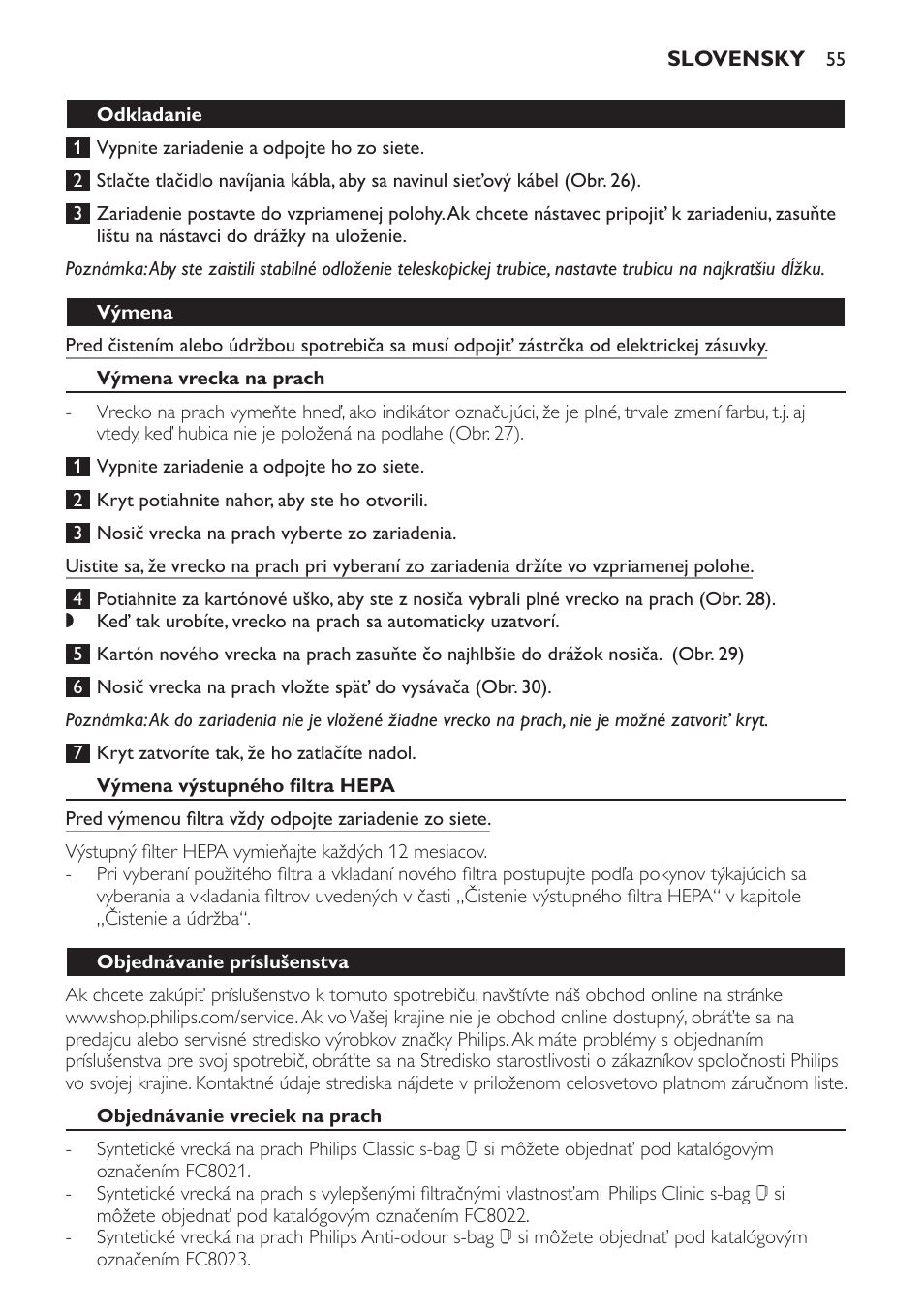 Philips EasyLife Staubsauger mit Beutel User Manual | Page 55 / 68