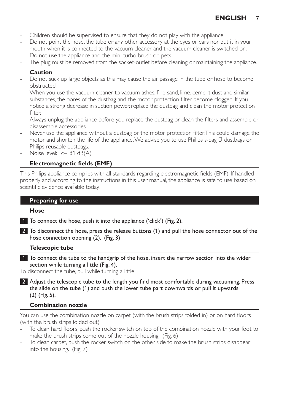 Philips EasyLife Staubsauger mit Beutel User Manual | Page 7 / 68