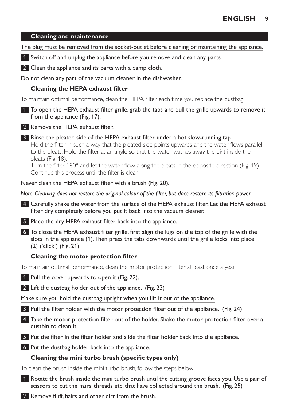 Philips EasyLife Staubsauger mit Beutel User Manual | Page 9 / 68