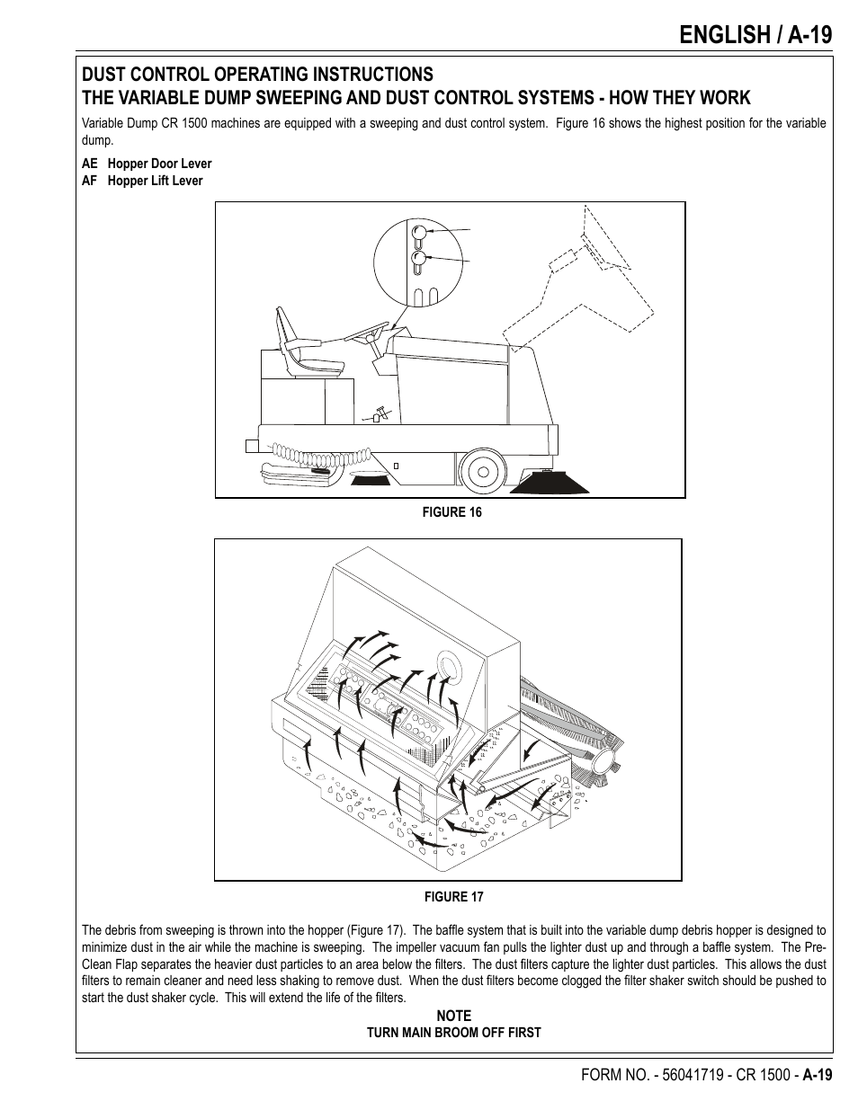 English / a-19 | Nilfisk-ALTO CR 1500 User Manual | Page 19 / 76