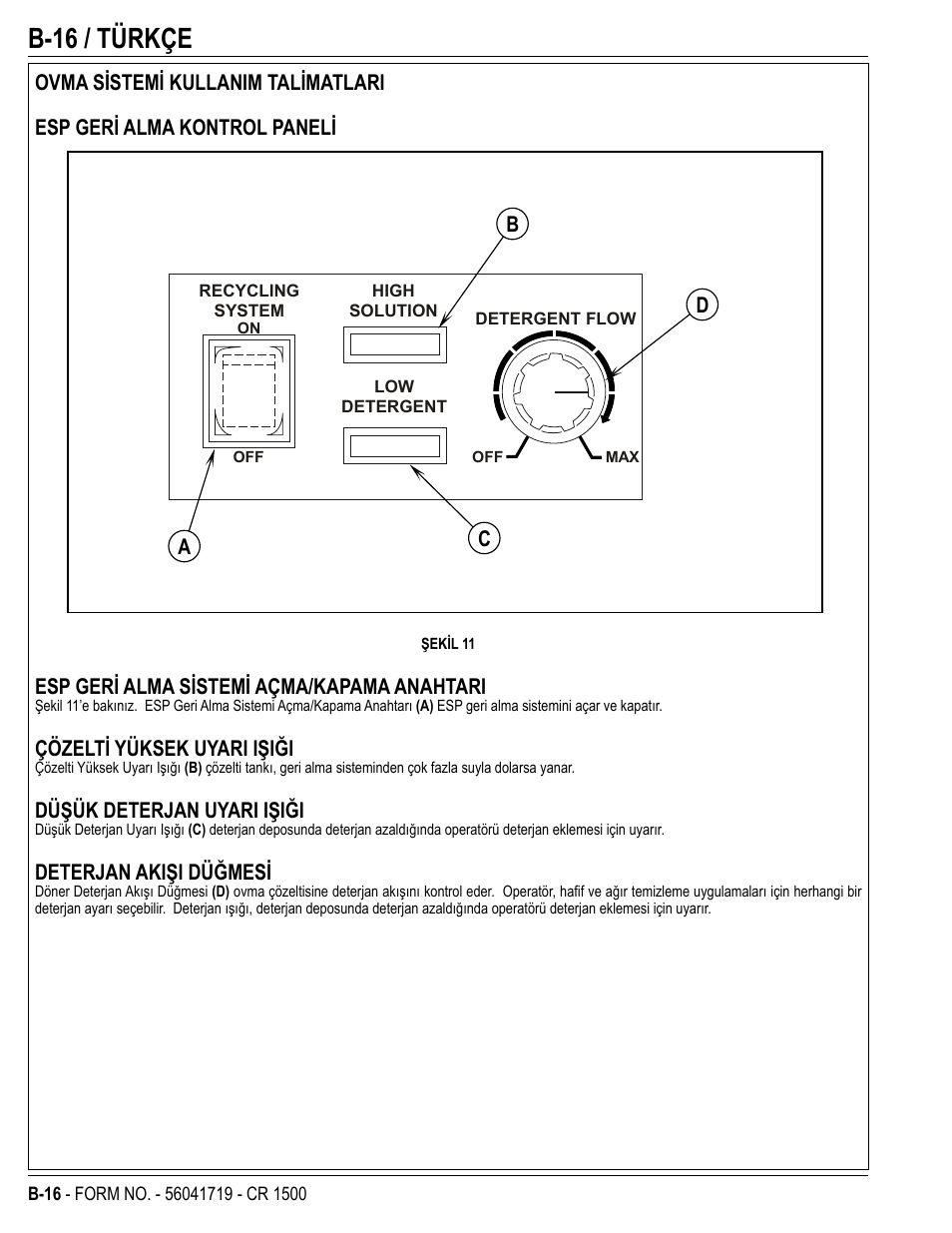 B-16 / türkçe | Nilfisk-ALTO CR 1500 User Manual | Page 52 / 76