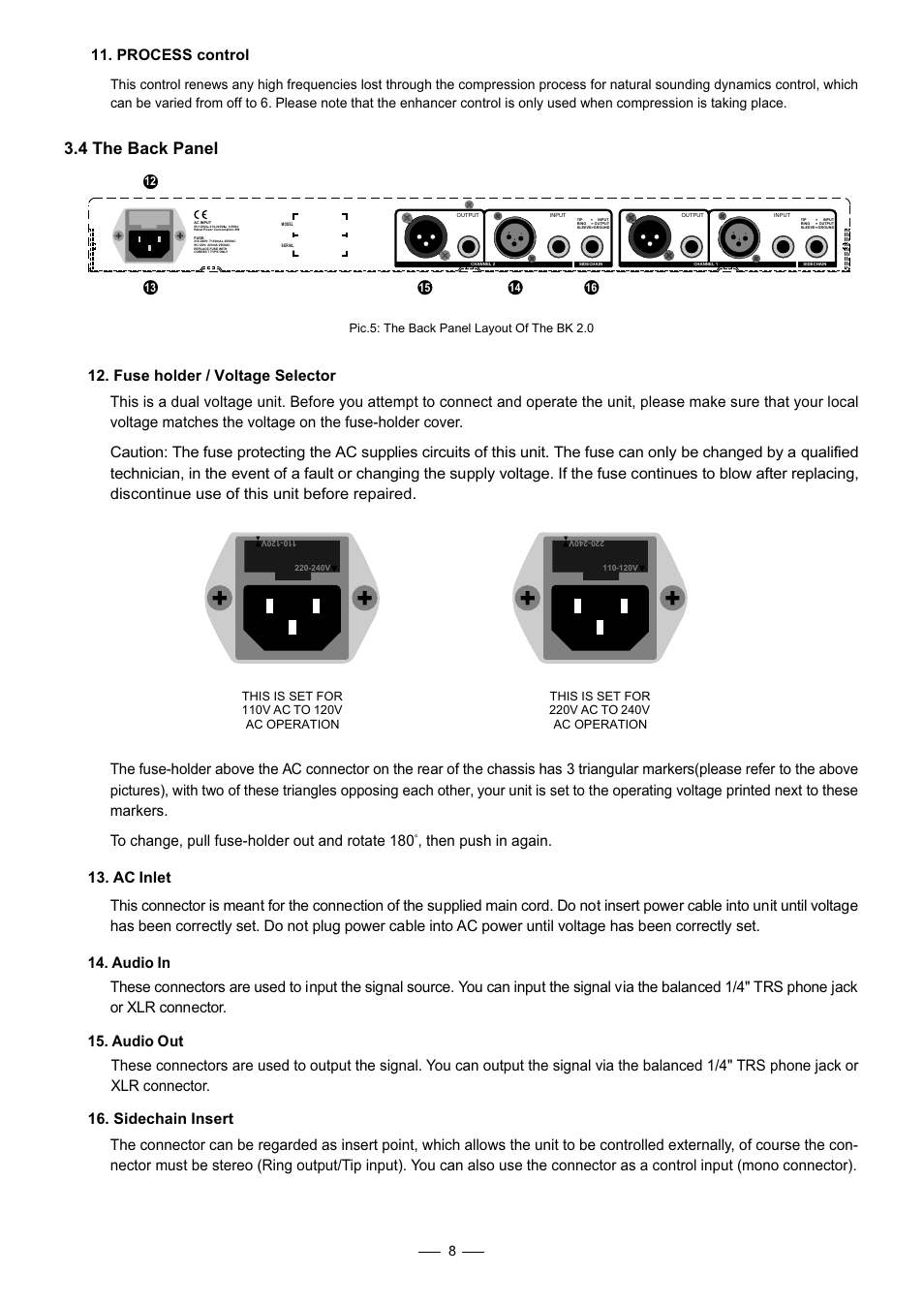 4 the back panel, Process control | Nilfisk-ALTO BK 2.0 User Manual | Page 9 / 18