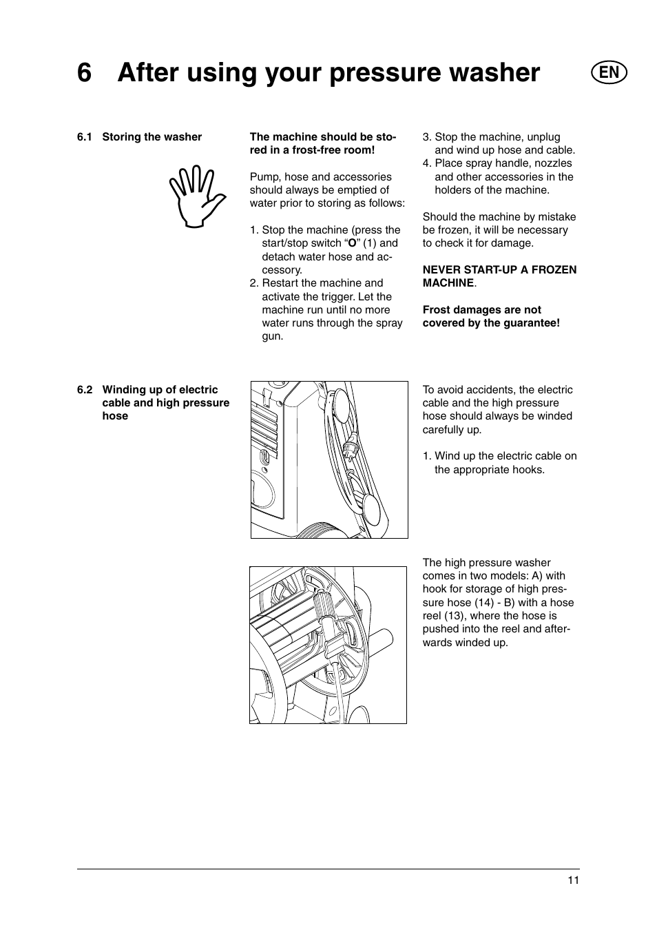 6 after using your pressure washer | Nilfisk-ALTO E 130.1 User Manual | Page 11 / 19