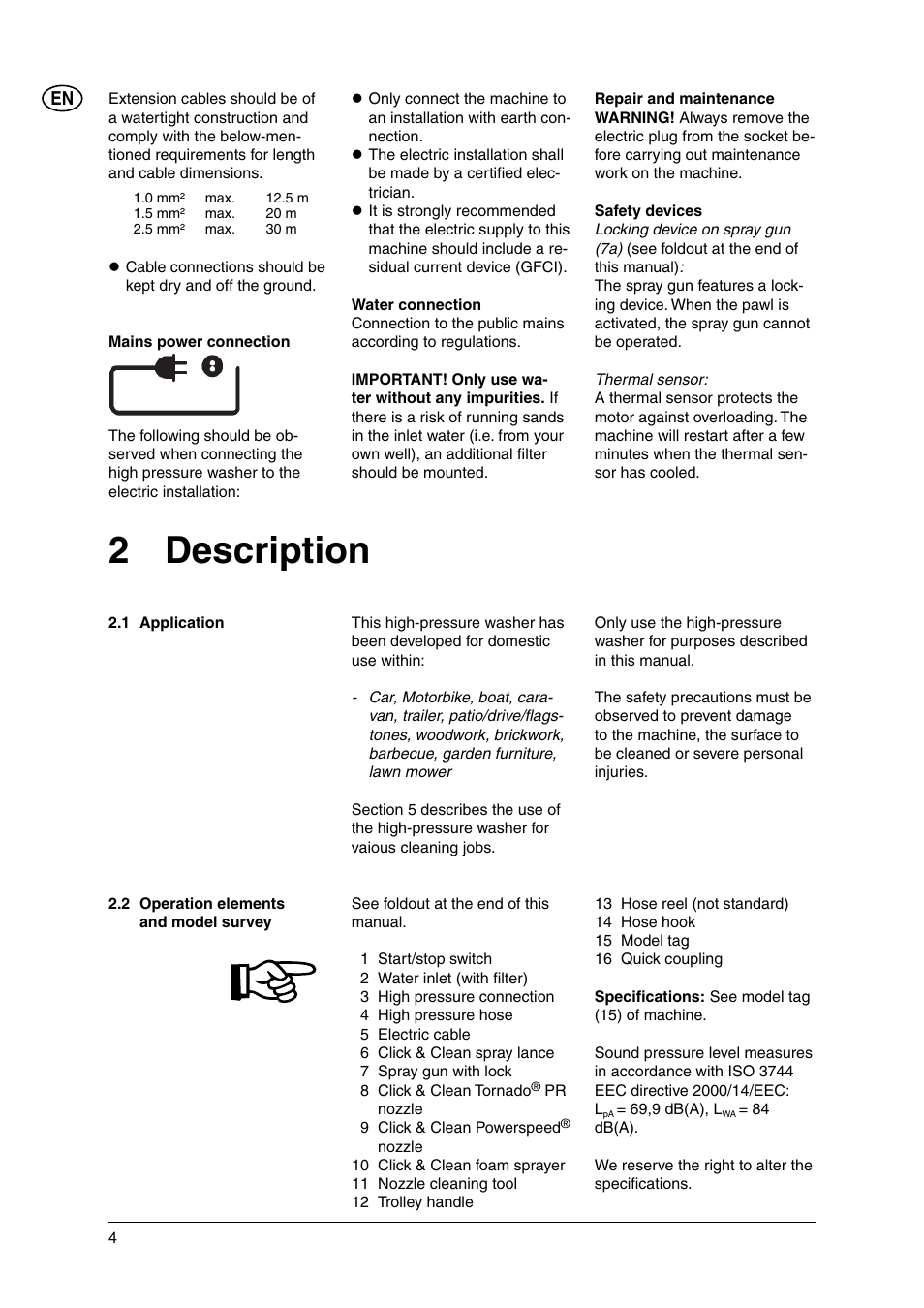 2 description | Nilfisk-ALTO E 130.1 User Manual | Page 4 / 19