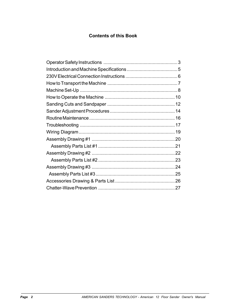 Contents of this book | Nilfisk-ALTO American 12 User Manual | Page 2 / 30