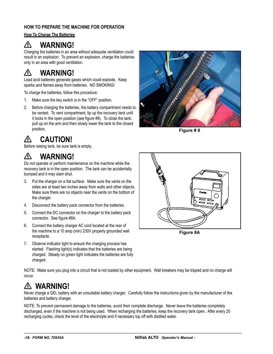 Warning, Caution | Nilfisk-ALTO SCRUBTEC 770 S 05220G User Manual | Page 18 / 68