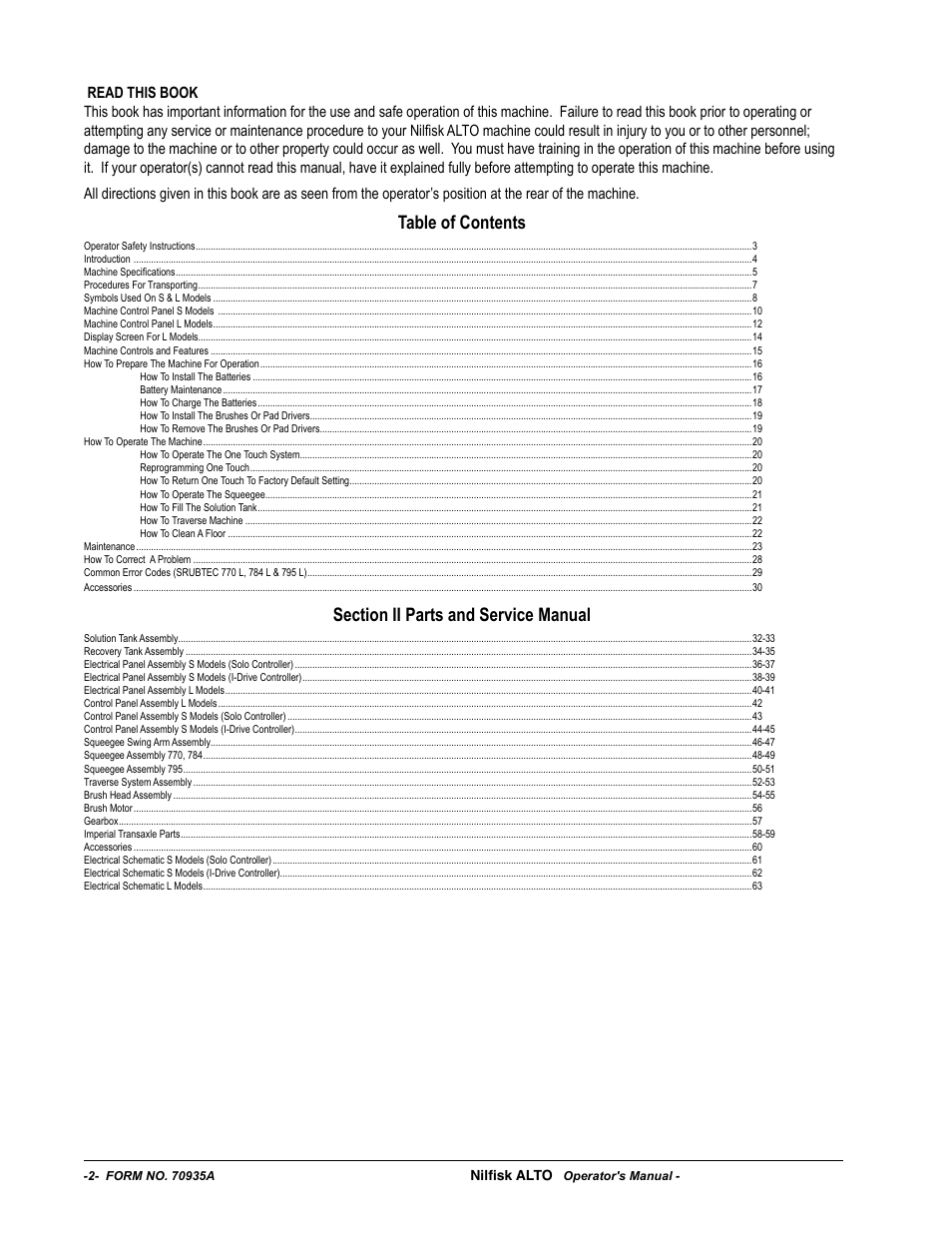 Nilfisk-ALTO SCRUBTEC 770 S 05220G User Manual | Page 2 / 68