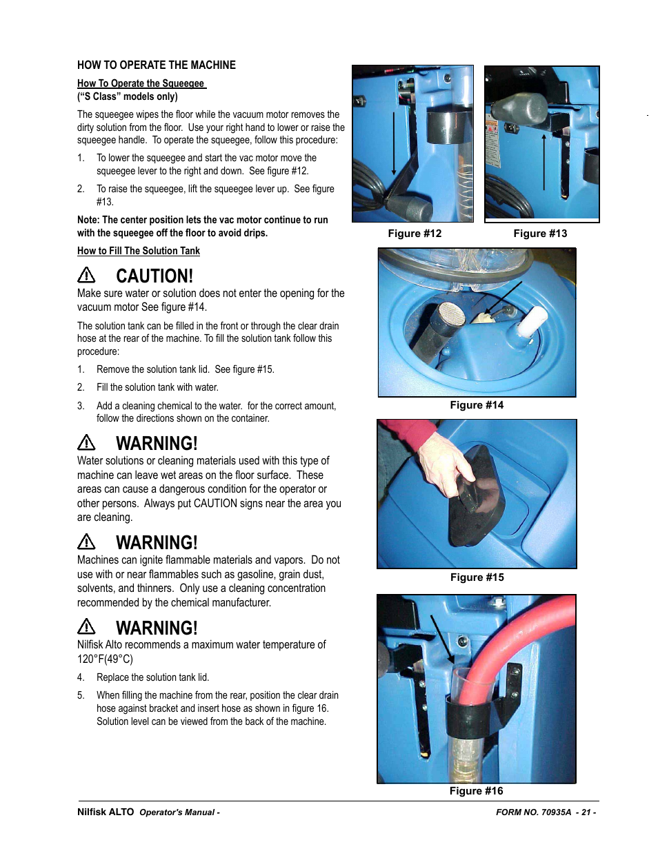 Caution, Warning | Nilfisk-ALTO SCRUBTEC 770 S 05220G User Manual | Page 21 / 68