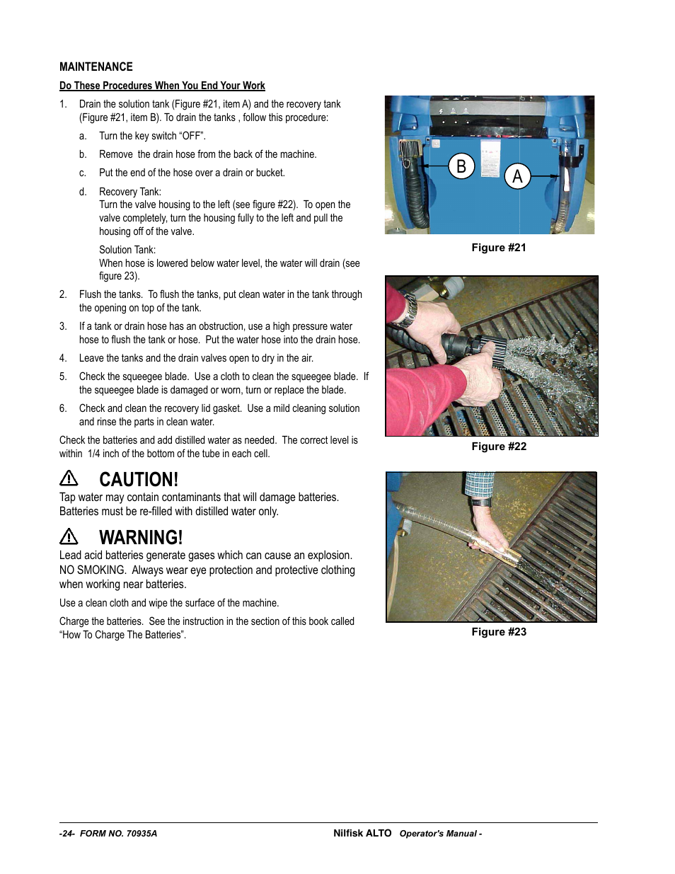 Caution, Warning | Nilfisk-ALTO SCRUBTEC 770 S 05220G User Manual | Page 24 / 68