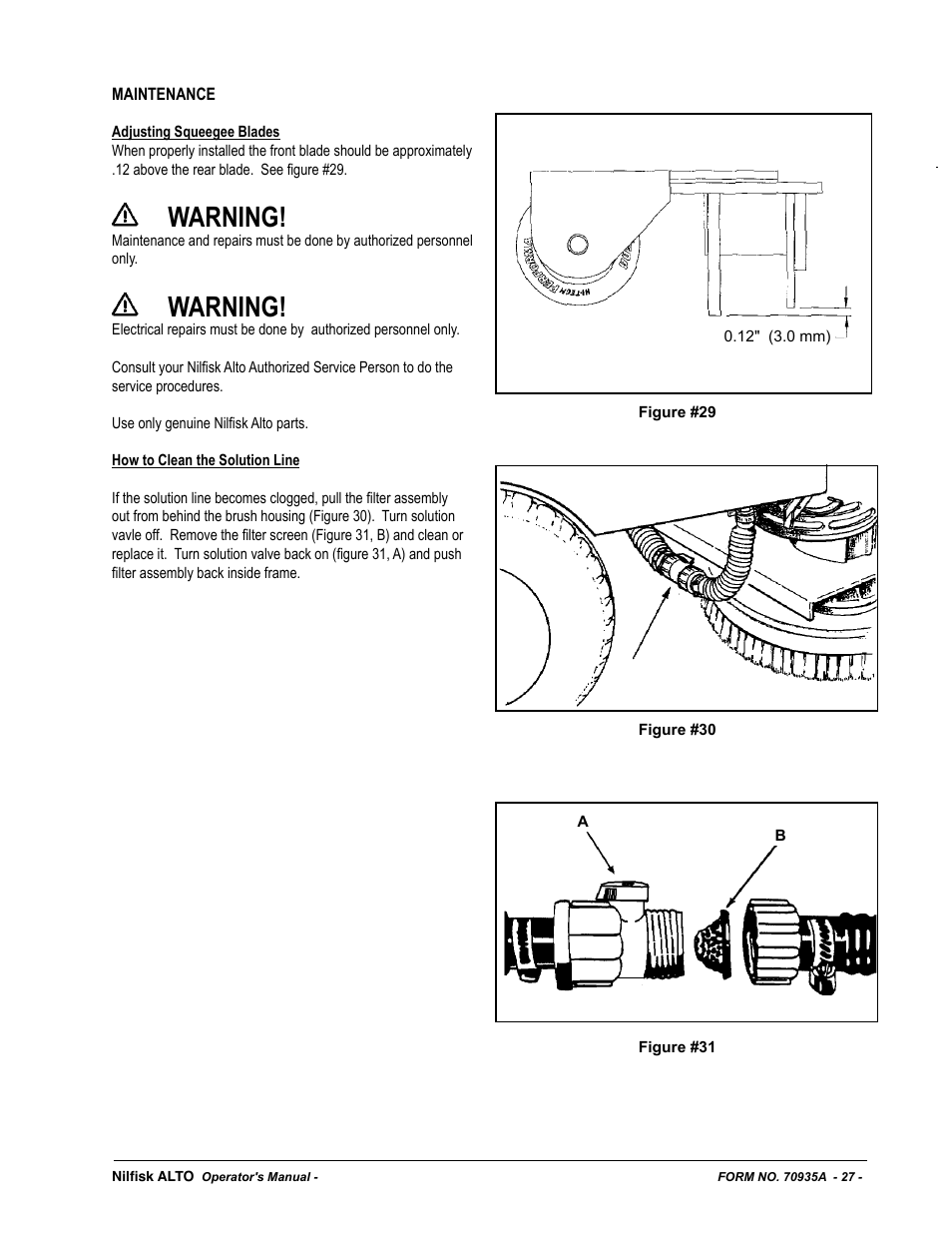 Warning | Nilfisk-ALTO SCRUBTEC 770 S 05220G User Manual | Page 27 / 68