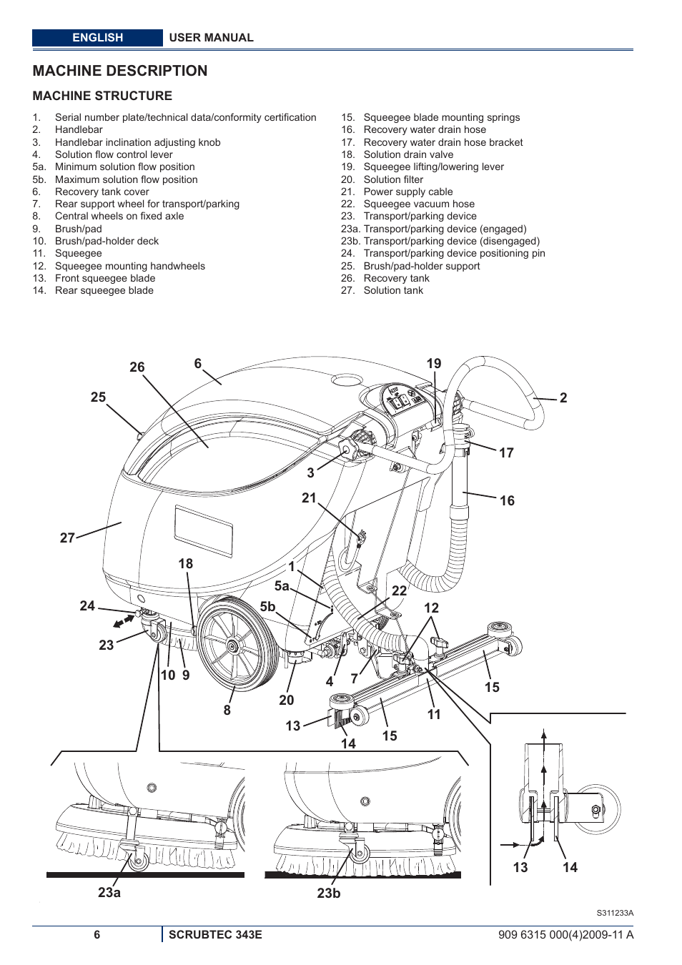 Machine description | Nilfisk-ALTO SCRUBTEC 343E User Manual | Page 44 / 76