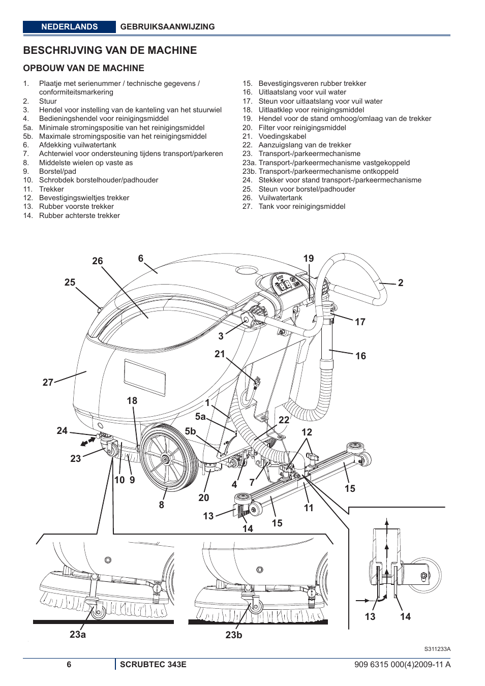 Beschrijving van de machine | Nilfisk-ALTO SCRUBTEC 343E User Manual | Page 62 / 76