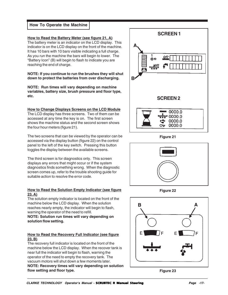 Ascreen 1 screen 2 a b b | Nilfisk-ALTO R 571 User Manual | Page 17 / 72