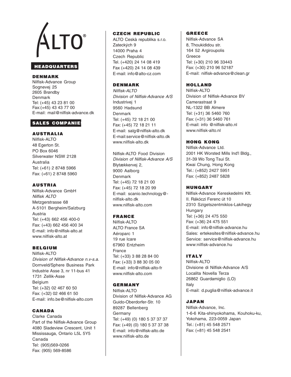 Nilfisk-ALTO R 571 User Manual | Page 70 / 72
