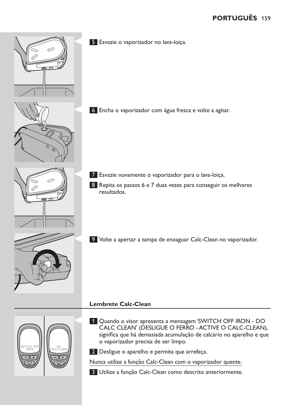 Lembrete calc-clean | Philips Dampfbügelstation User Manual | Page 159 / 194