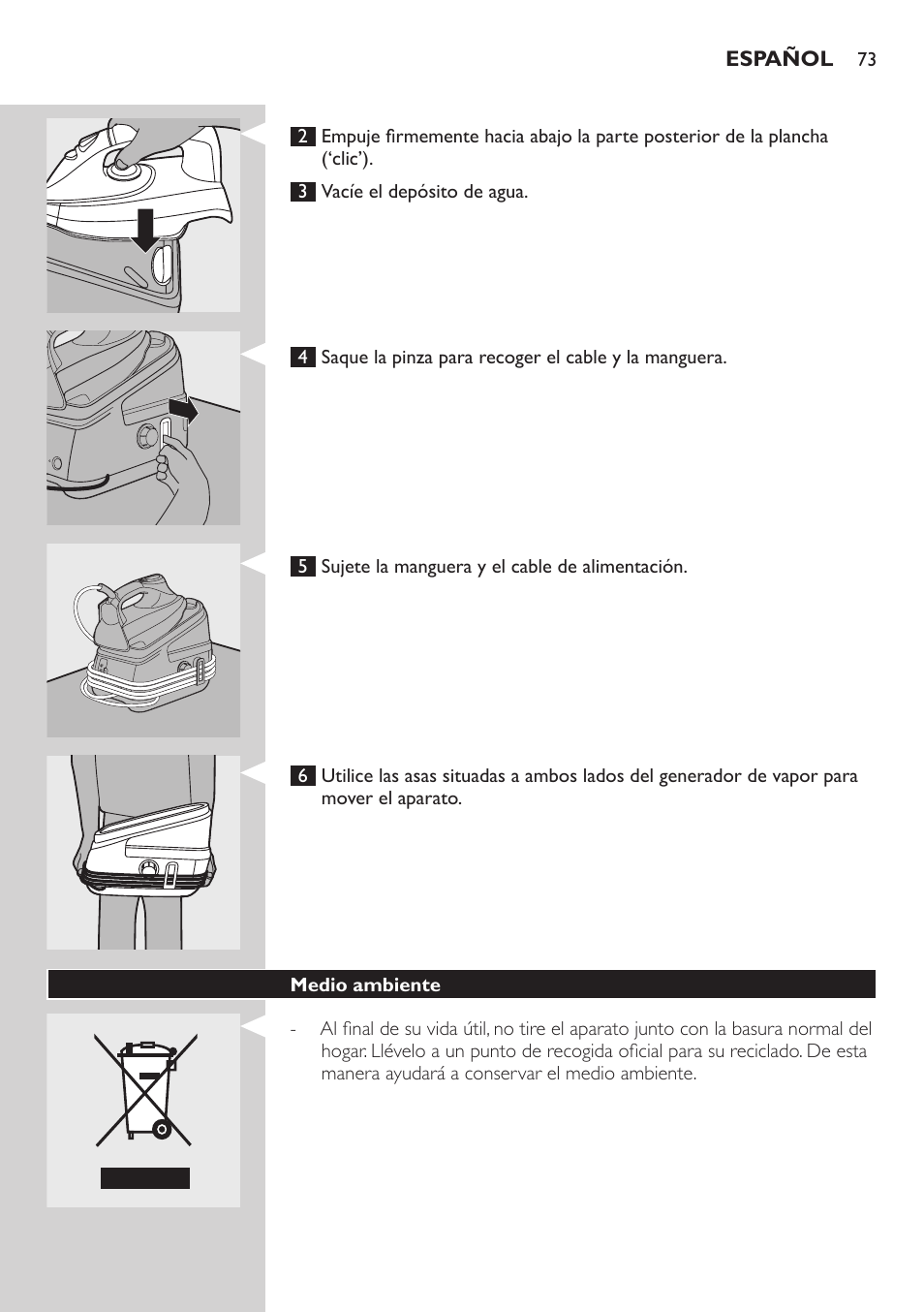 Medio ambiente | Philips Dampfbügelstation User Manual | Page 73 / 194