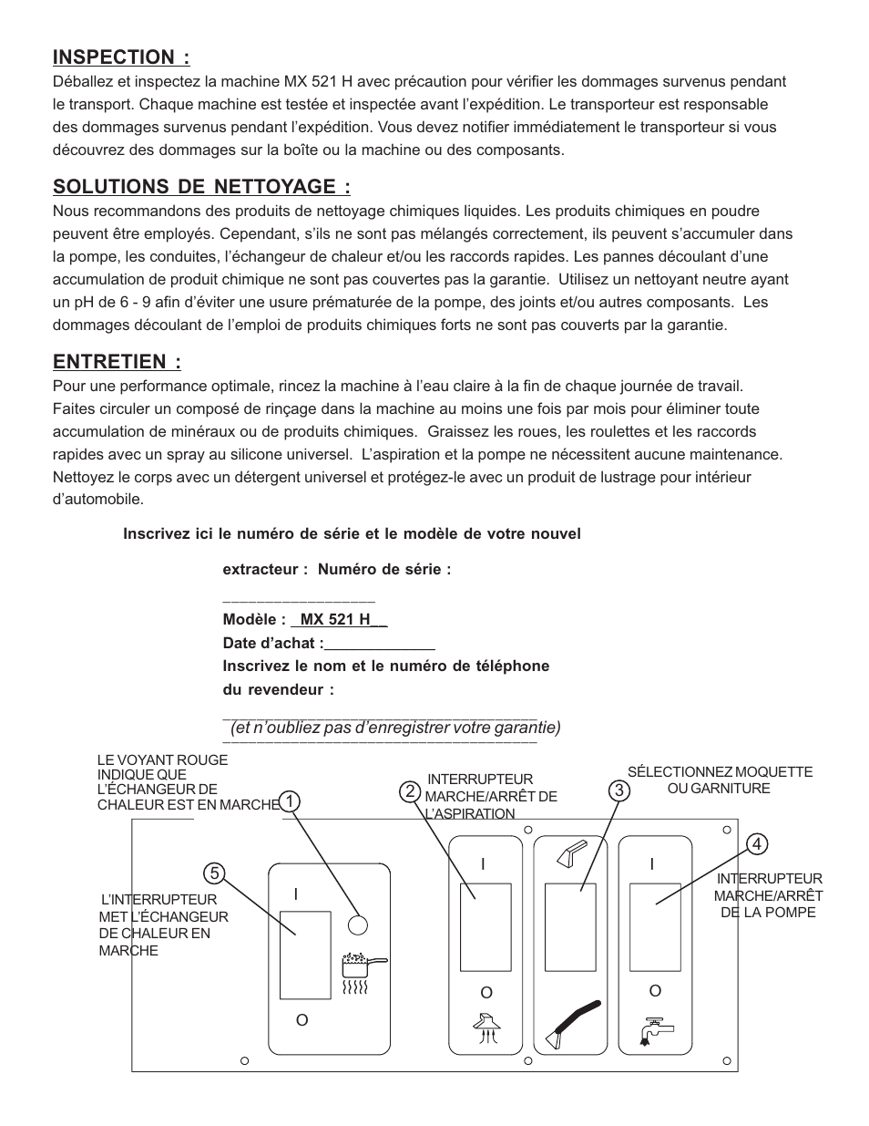 Inspection, Solutions de nettoyage, Entretien | Nilfisk-ALTO MX 521 H User Manual | Page 13 / 80