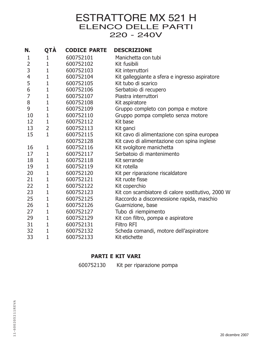 Estrattore mx 521 h | Nilfisk-ALTO MX 521 H User Manual | Page 27 / 80