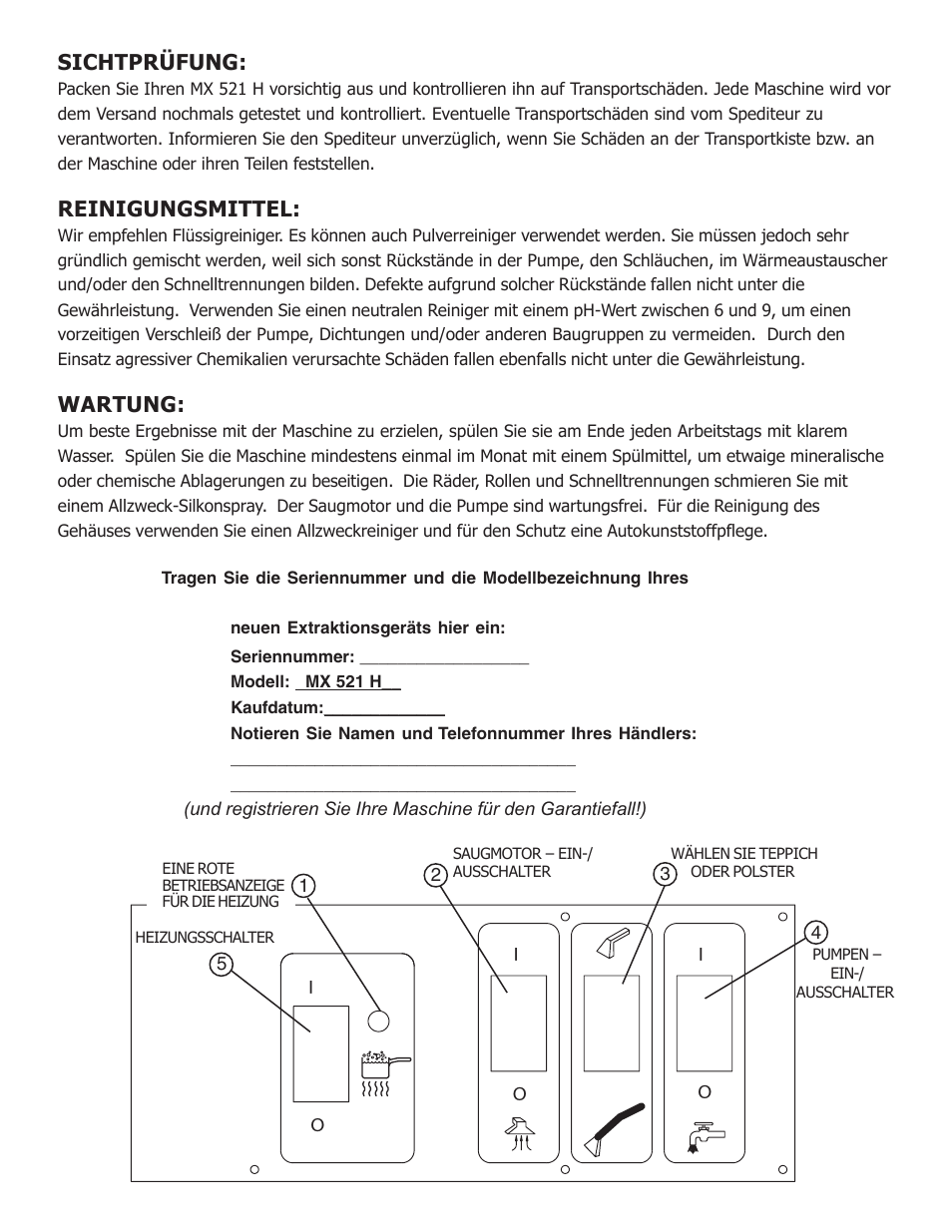 Sichtprüfung, Reinigungsmittel, Wartung | Nilfisk-ALTO MX 521 H User Manual | Page 43 / 80