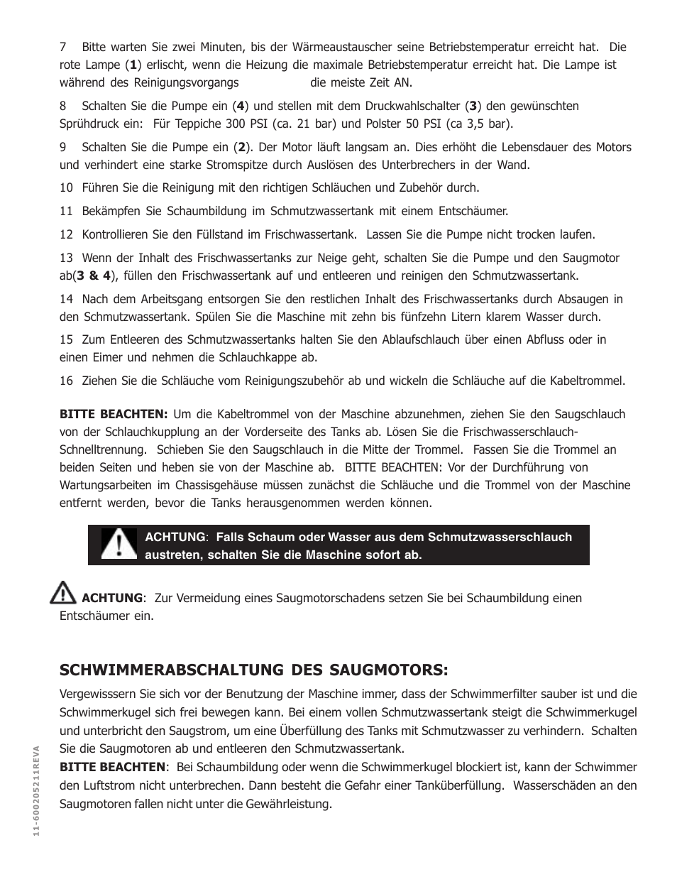 Schwimmerabschaltung des saugmotors | Nilfisk-ALTO MX 521 H User Manual | Page 45 / 80