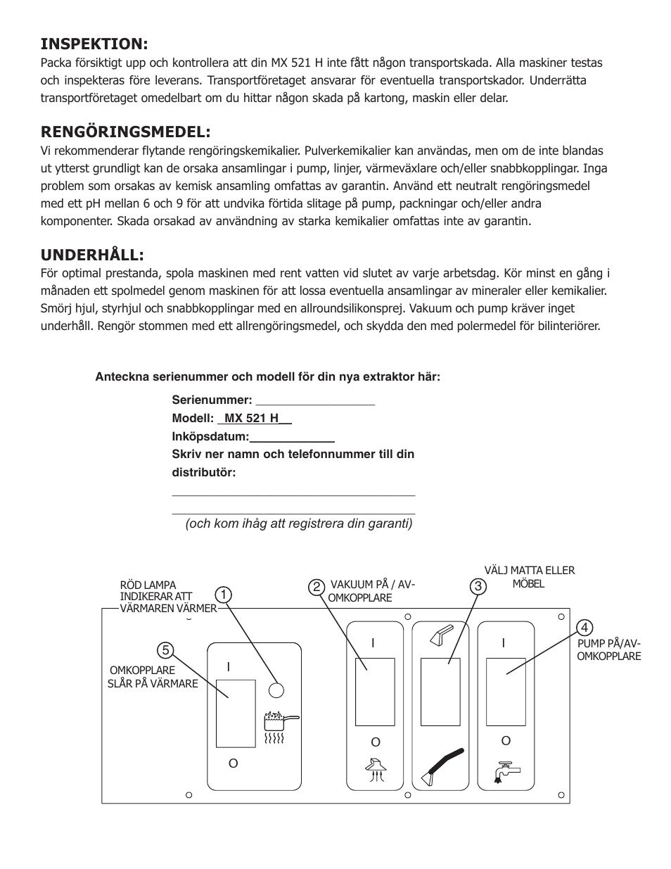 Inspektion, Rengöringsmedel, Underhåll | Nilfisk-ALTO MX 521 H User Manual | Page 53 / 80