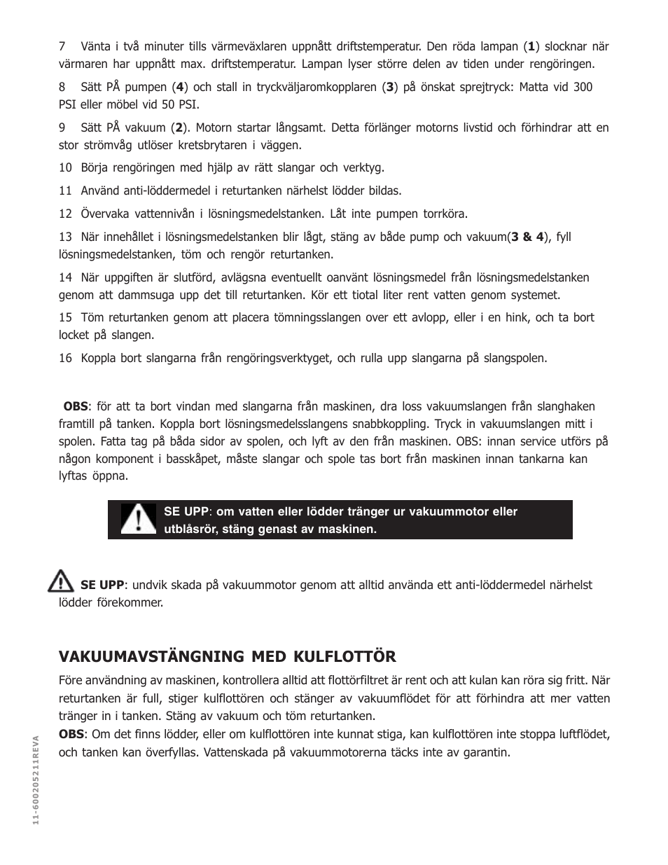 Vakuumavstängning med kulflottör | Nilfisk-ALTO MX 521 H User Manual | Page 55 / 80