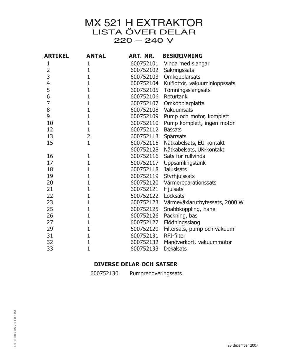Mx 521 h extraktor | Nilfisk-ALTO MX 521 H User Manual | Page 57 / 80