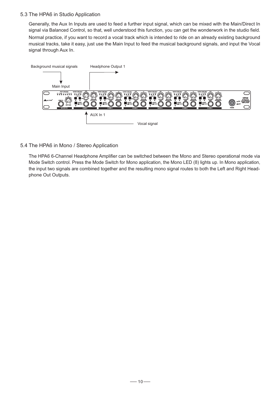 3 the hpa6 in studio application, 4 the hpa6 in mono / stereo application, Hpa6 | Nilfisk-ALTO HPA6 User Manual | Page 11 / 14